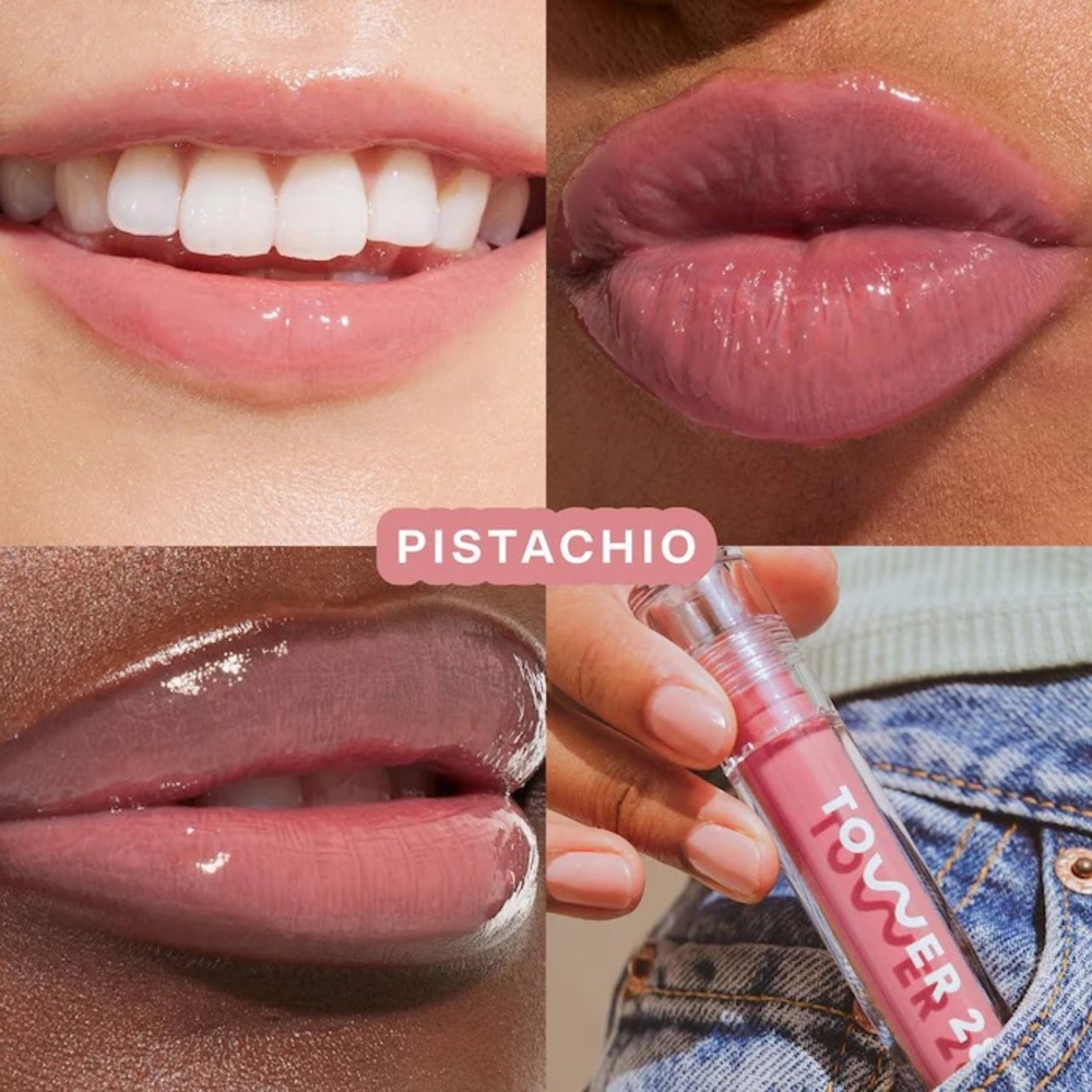 Tower 28 Beauty Shine On Lip Jelly Hydrating Lip Oil Pistachio